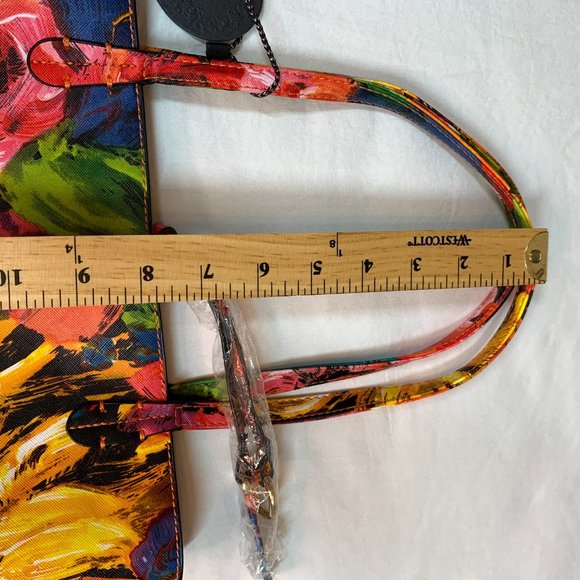 Imoshion Floral and Orange Pebbled Vegan Leather Tote Bag NWOT! 2 in 1 Bag - Picture 7 of 10